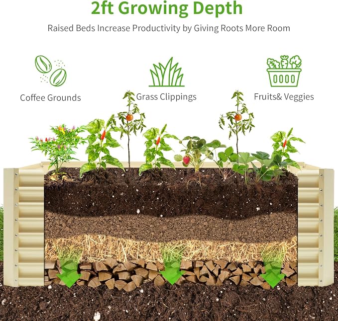 Land Guard 8×4×2ft Galvanized Raised Garden Bed, Planter Boxes Outdoor - Image 3
