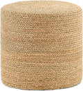 Handwoven Ottoman Pouf, Natural Seagrass Footstool, Round Braided Outdoor Seat by LGENHOOMHandwovenNaturalWaterHyacinthBasket