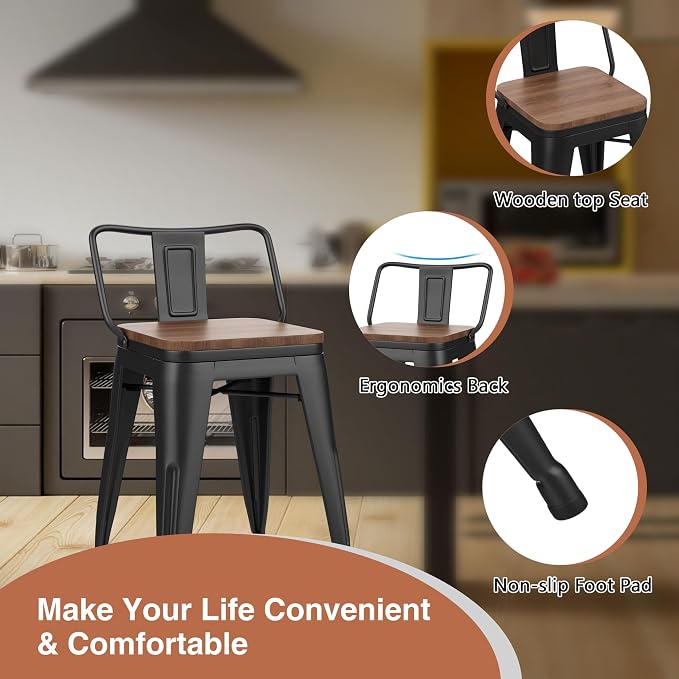 Changjie Furniture 18 Inch Metal Bar Stools Counter Stool Modern Barstools - Image 4