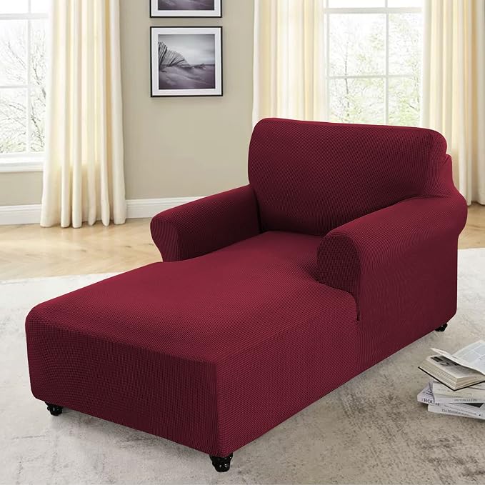 FantasDecor Chaise Lounge Cover Stretch Chair Lattice Slipcover - Image 3