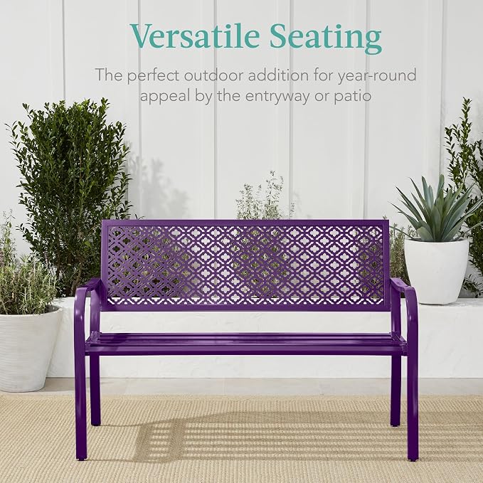 Best Choice Products Outdoor Bench 2-Person Metal Steel Benches Furniture - Image 6