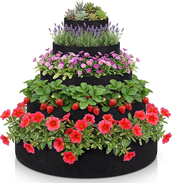 5 Tiered Strawberry Planter for Outdoor Plants, 39 Inch Heavy Duty Strawberry by Unknown