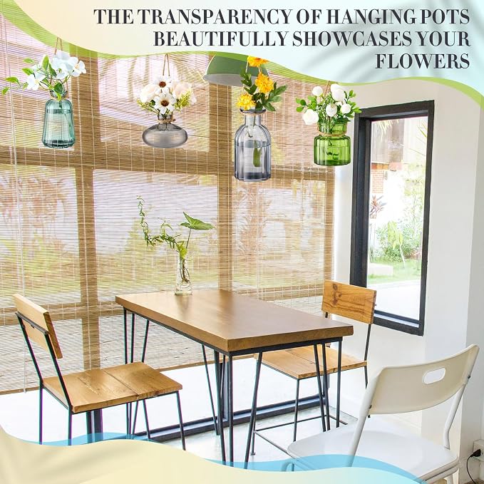 4 Pcs Stained Glass Hanging Vases Hanging Glass Planters Small Plant Terrarium - Image 6