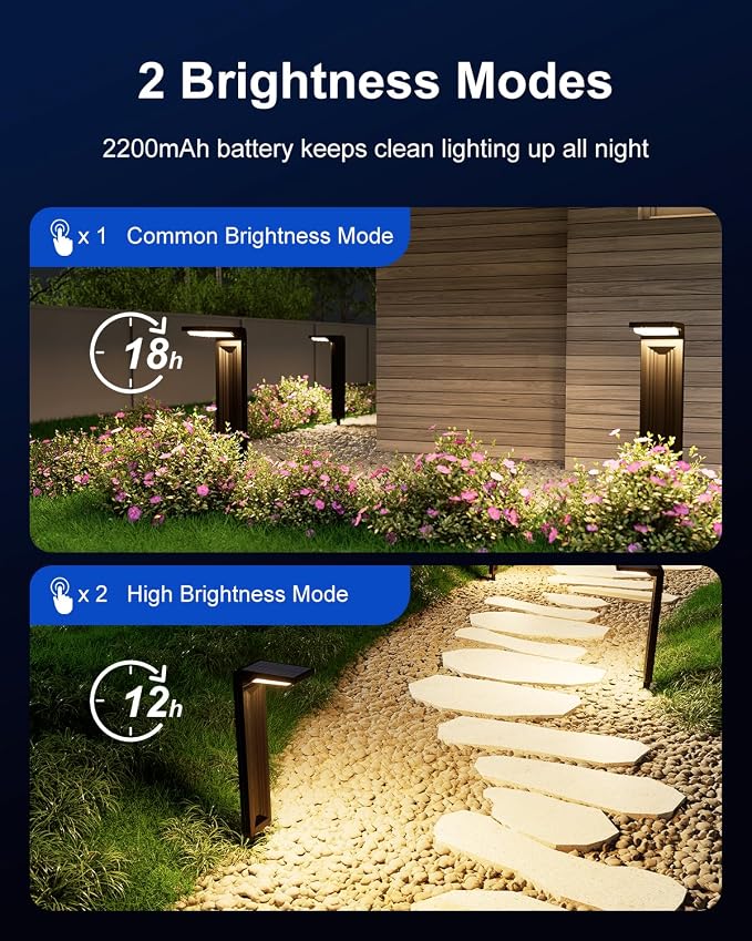 6 Pack Solar Powered Pathway Lights Outdoor Waterproof 30 LED Bright Walkway - Image 2