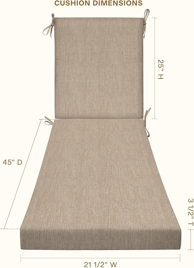 Honeycomb Outdoor Heritage Chaise, 21.5 x 70, Textured Solid Birch Tan Chair - Image 4