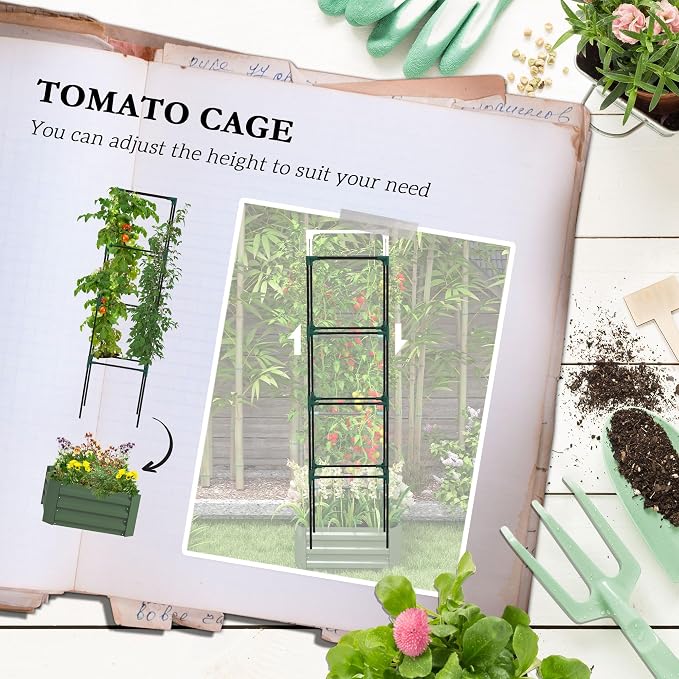 Outsunny Galvanized Raised Garden Bed, 73.5" Tall Outdoor Planter Box - Image 3