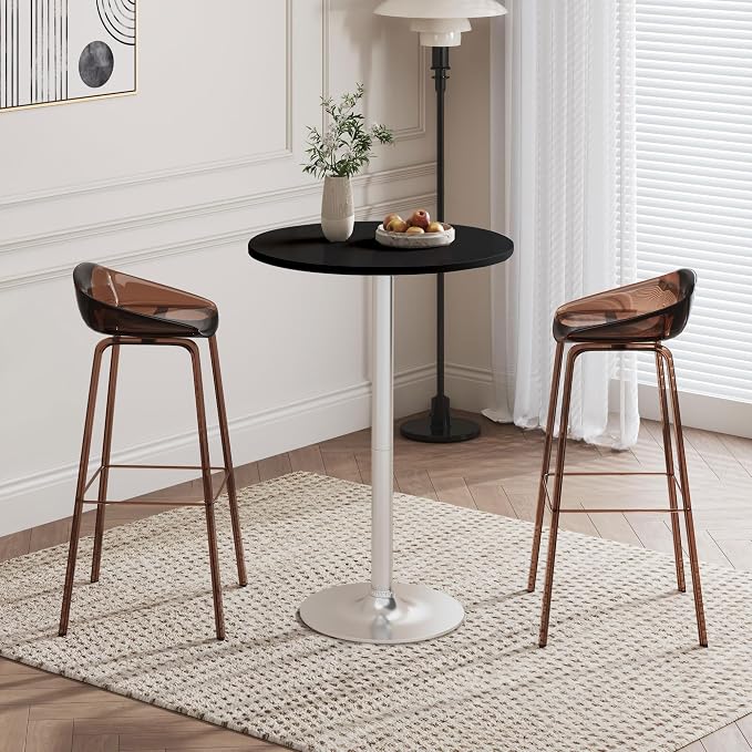 Flamaker Round Bistro Pub Table Modern Style Metal Base MDF Top Cocktail Bar - Image 8