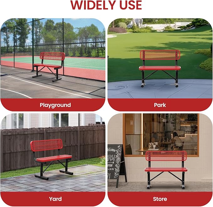 4 Feet Steel Park Bench for Outside, Outdoor Bench - Image 8