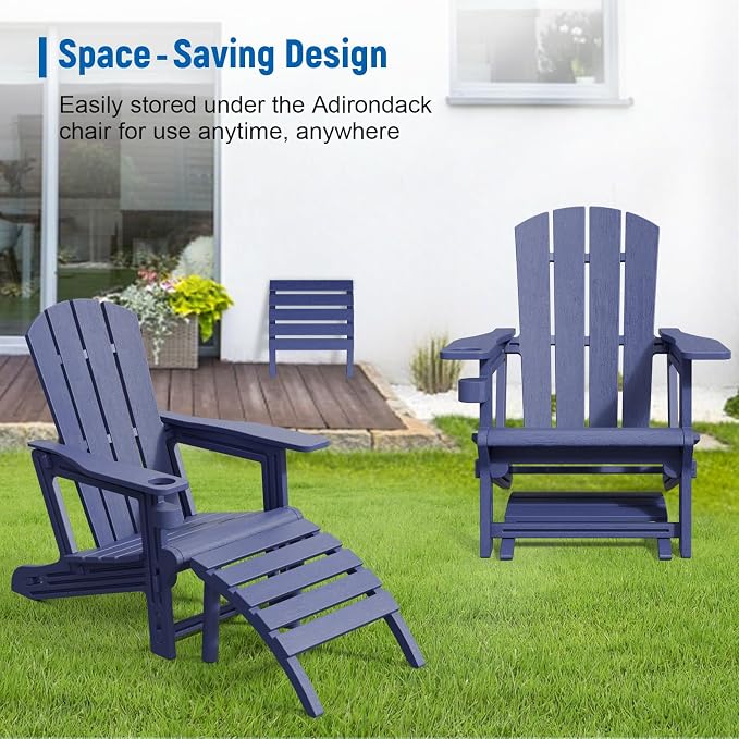 FONTOI Adirondack Ottoman, HDPE Plastic Adirondack Chair Footstool, All Weather - Image 7