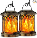 KOOPER 2 Pack Solar Lanterns Outdoor Waterproof, Upgraded Flickering Flame by KOOPER