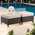 Joyside Patio Ottoman Set of 2, All Weather Outdoor Rattan Ottomans Patio by Joyside