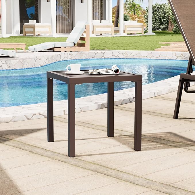 Crestlive Products Outdoor Side Table Set of 2, Small Square Metal End Table - Image 2