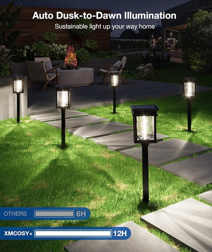 XMCOSY+ Solar Pathway Lights, 50 LM Bright Solar Lights, Garden Outdoor - Image 6