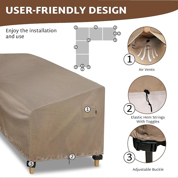 iBirdie Outdoor Sectional Cover fit 95 x 95 inch, 94 x 93, 93 x 92 L-Shaped - Image 3