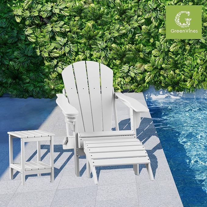 GREENVINES Adirondack-Outdoor-Side-Table | Set of 2 | 14 x 13 Inches | HDPE - Image 2