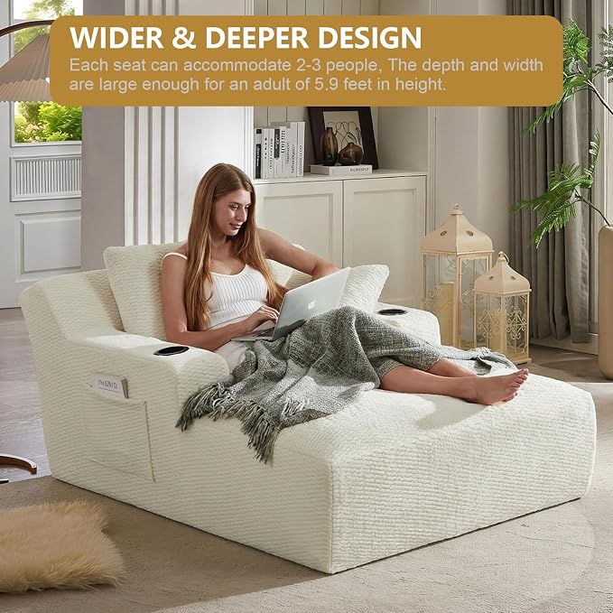 Oversized Chaise Lounge Chair Indoor, Upholstered Boneless Cloud Couch Chair - Image 7