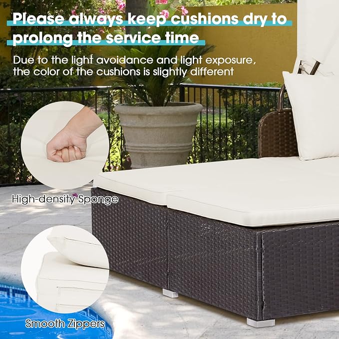 ORALNER Outdoor Daybed, 2-Person Wicker Patio Sofa - Image 4