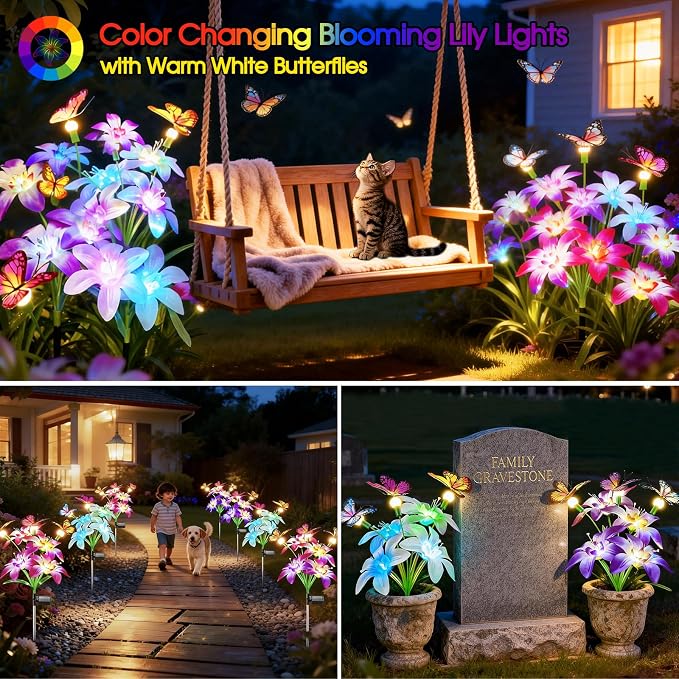 Garpar Solar Lights Outdoor Decorative, Upgraded 4 Pack Flowers - Image 4