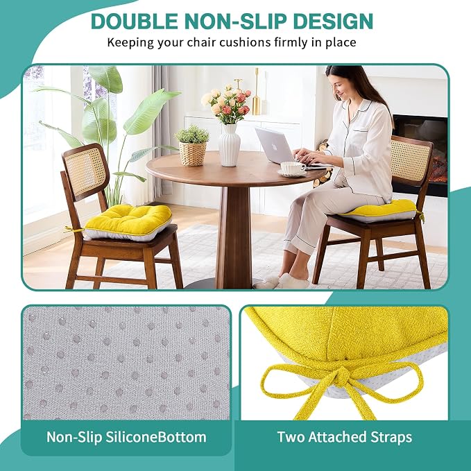 BETU Chair Cushions for Dining Chairs Set of 4, 3.5" Thick Kitchen Table Chair - Image 2