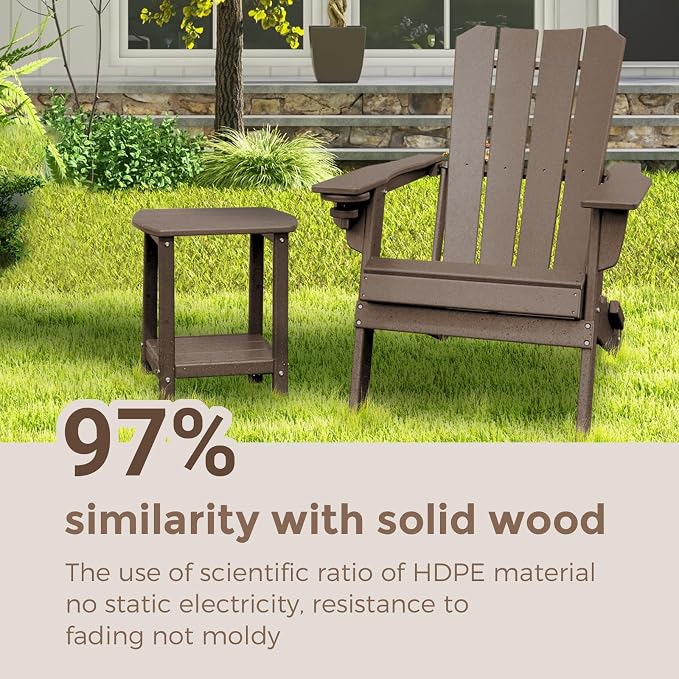 Adirondack Square Outdoor Side Table, 2-Tier Storage Patio Side Table, HDPE End - Image 5