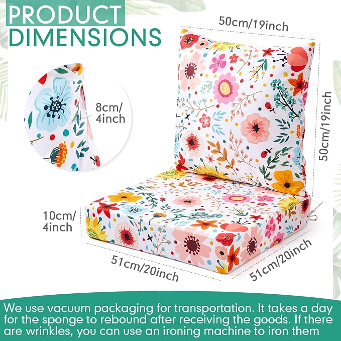 Hoteam 4 Set Outdoor Chair Patio Cushions 20 x 20 Inch Deep Seat Waterproof - Image 2