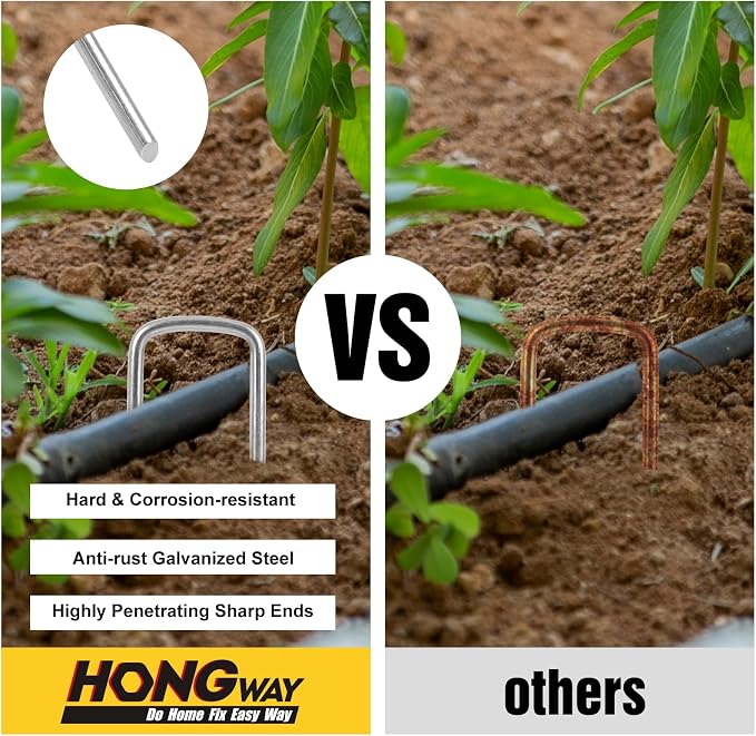 HongWay 50 Pack 6 Inch Landscape Staples, 8 Gauge Garden Stakes Heavy Duty More - Image 5