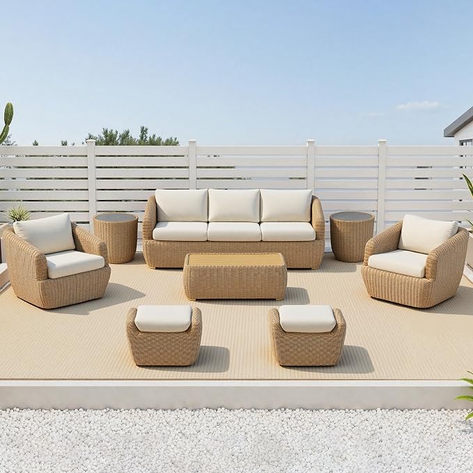 CHITA Patio Wicker 3-Seater Sofa - Image 9