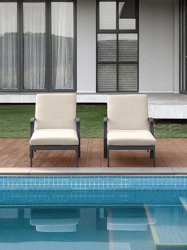 2 Pieces Patio Chaise Lounge Chairs, Never Rust Aluminum Outdoor Pool Lounge - Image 8