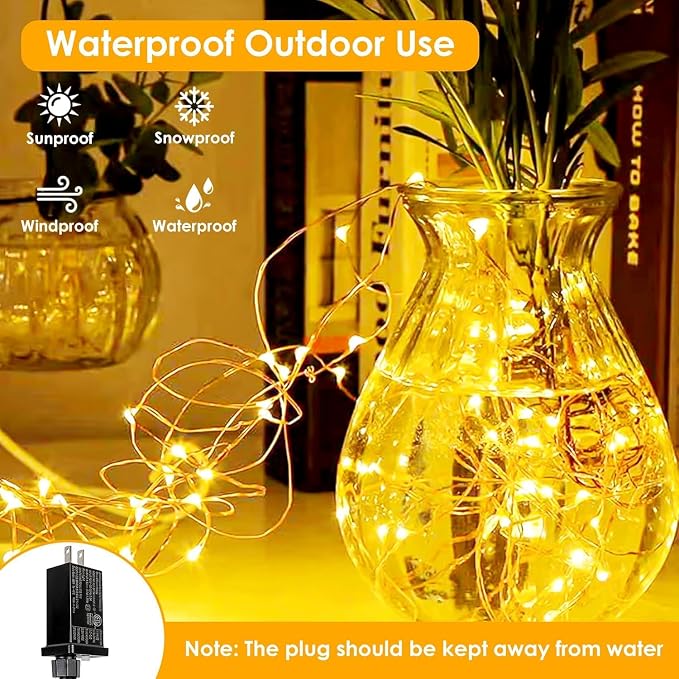 2Pack Each 66Ft 200 LED Fairy Lights Plug in, Waterproof String Lights Outdoor - Image 2
