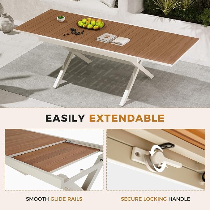 Grand patio Expandable Patio Dining Table, Extra Large 94.5" L x 37" W Outdoor - Image 6