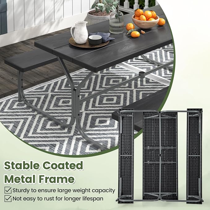 Giantex 6FT Picnic Table Bench Set Outdoor Camping All Weather Metal Base - Image 7