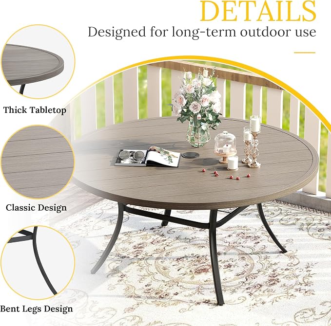 VICLLAX 60" Outdoor Round Patio Table - Image 4