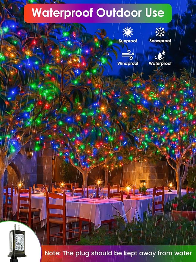 66Ft 200 LED RGB Color Changing Christmas Fairy Lights Plug in, Waterproof - Image 7