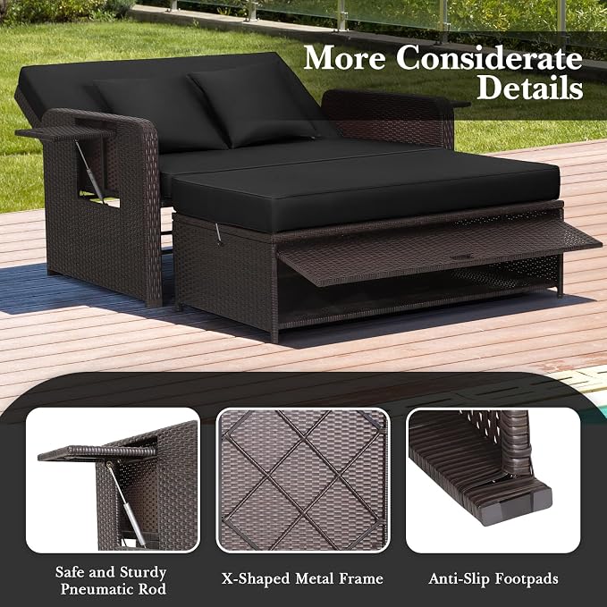 RELAX4LIFE Wicker Patio Outdoor Daybed - Image 8