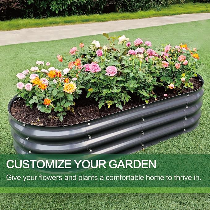 Gardmax 2 Pack Galvanized Raised Garden Bed, Lightweight Planter Boxes Outdoor - Image 3