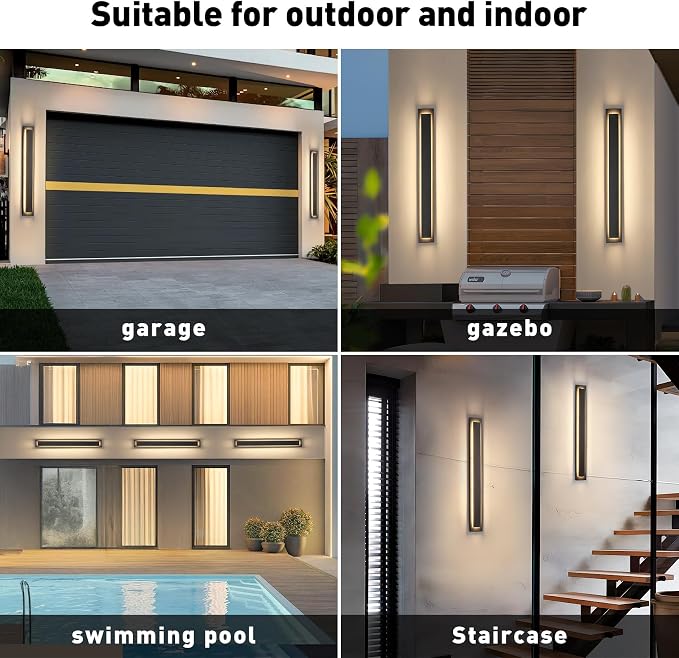 .  Long Outdoor LED Wall Lights, Modern Exterior Garage Wall Light - Image 7