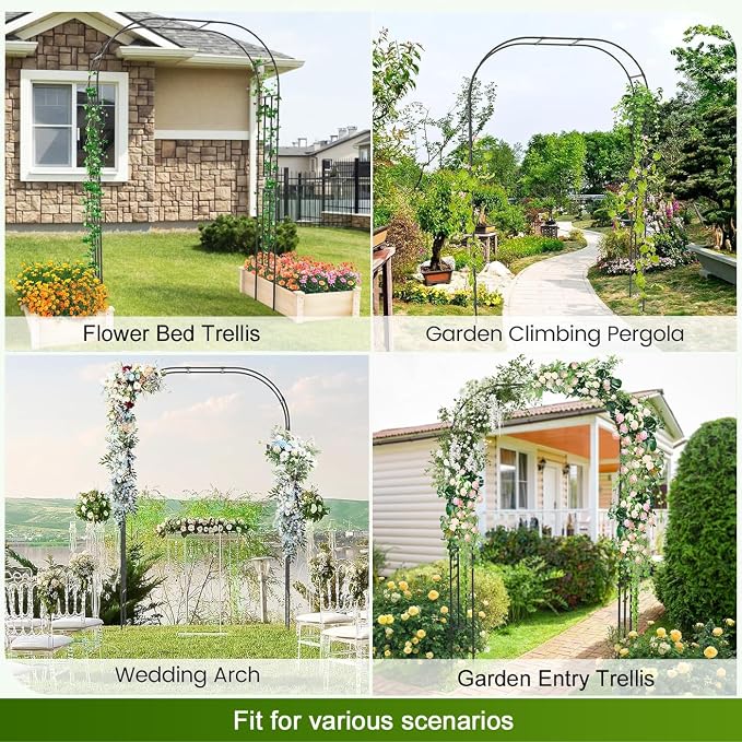 Garden Arbor Arch, Rustproof & Easy Assembly Metal Trellis, 7.9 Feet H x4 Feet W - Image 7