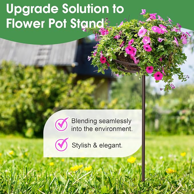 Tellingyou 2 Pack Adjustable Outdoor Flower Pot Stand, Metal Outdoor Plant - Image 4