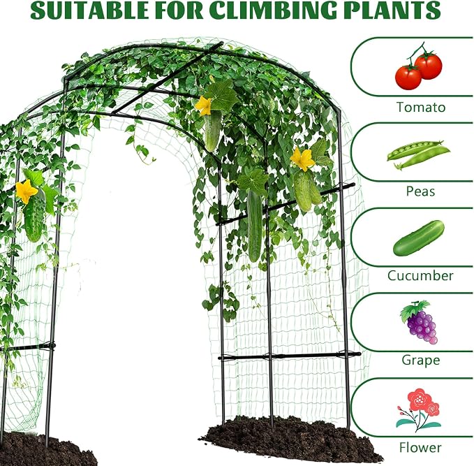 Tall Garden Arch Trellis for Climbing Plants, 87in Tall Metal Plant Support - Image 6