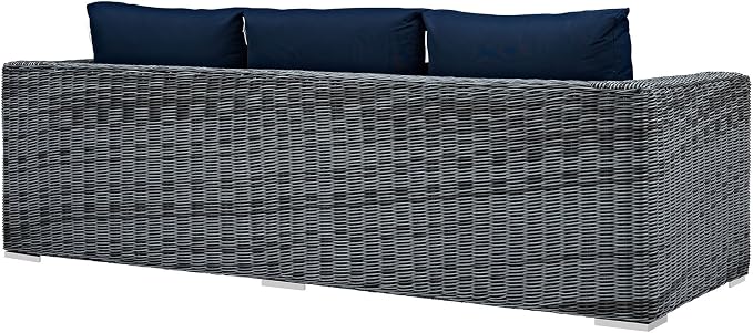 Modway EEI-1874-GRY-NAV Summon Wicker Rattan Outdoor Patio Sofa - Image 6