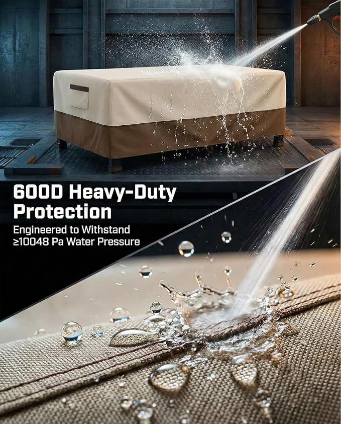 Waterproof Patio Coffee Table Cover, 600D Heavy Duty Outdoor Furniture Covers - Image 5