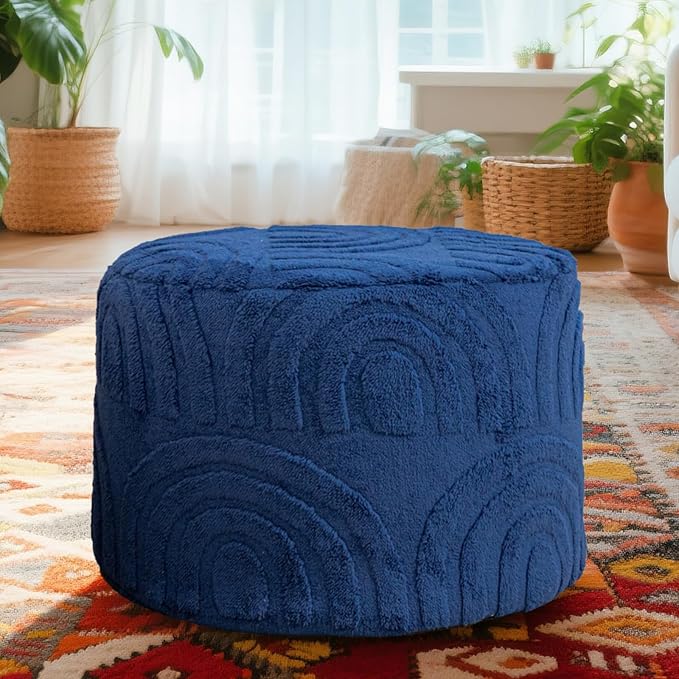 Asuprui Plush Fabric Ottoman Footrest – 20"x14" Soft Foam Pouf - Image 7