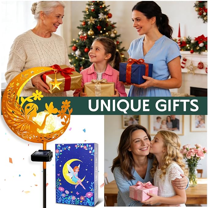 ZNYCYE Solar Lights Outdoor Decorative Moon Angel Solar Stake Lights Pathway - Image 2