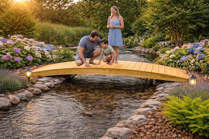 12 FT Oak Amish Made Pinewood Heavy Duty Garden Bridge - Image 4