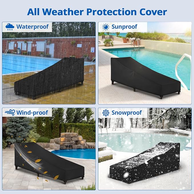 SunPatio Waterproof Outdoor Chaise Lounge Cover, 2 Pack Patio Lounge Chair - Image 8