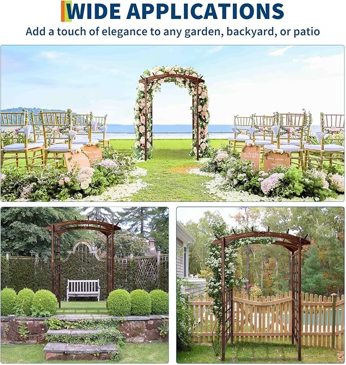 85 in Wooden Garden Arbor, Solid Fir Wood Trellis - Image 5