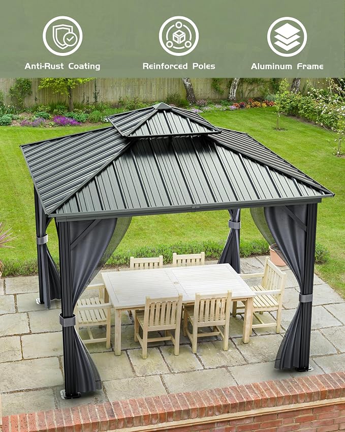 GarveeLife Hardtop Gazebo 10 ft x10 ft - Image 5