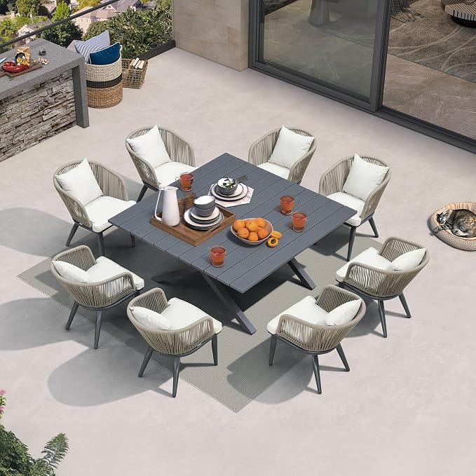 PURPLE LEAF 9 Pieces Outdoor Metal Furniture Set Patio Conversation Sets Dining - Image 2