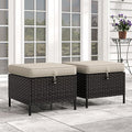 Patio Wicker Ottomans with Removable and Washable Covers, PE Rattan Outdoor by Meetleisure-LeisureLiving