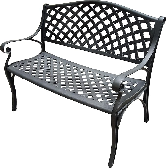 Oakland Living Outdoor Aluminum Modern Patio Bench Loveseat - Image 4